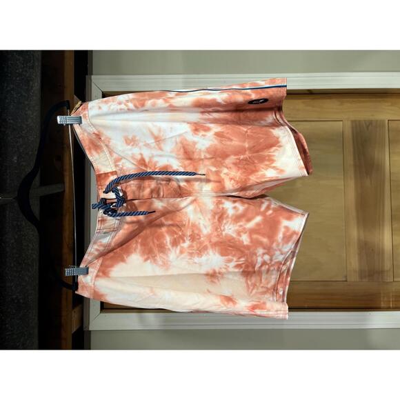 Quiksilver Men's Orange and White Tie-Dye Board Shorts - Picture 1 of 2